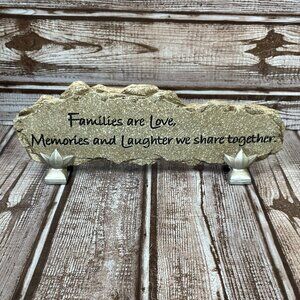 CARSON Home Accents Free Standing Stone Decor FAMILIES ARE LOVE Sign Plaque